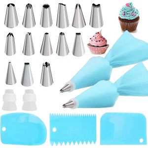 21 Douilles À Pâtisserie, Douilles À Douille, Base De Douille Réutilisable, Coupleur De Poche À Douille, Clous À Fleurs, Sac De Poche, Kits De Bricolage, Accessoires De Décoration De Gâteaux. - Neuf