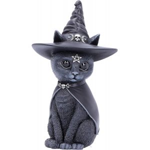 Chat Myst&eacute;rieux Avec Chapeau De Sorci&egrave;re, Noir, 13,5 Cm - Neuf