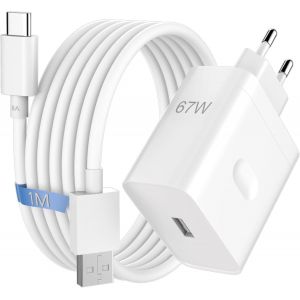 67w Chargeur Rapide Avec 8a Câble Usb C 1m Pour Oppo Super Vooc Charge,Usb C Chargeur Secteur Pour Oppo Find N3 Flip X5 Lite Reno 13 12fs Oneplus 13 13r Pad Open Nord Ce 4 3 Lite Realme 12 Pro+ 12 12 - Neuf