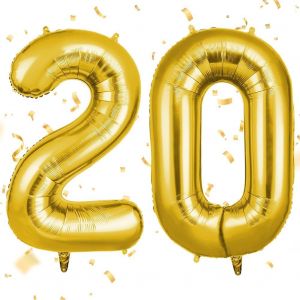 Ballon D'anniversaire 20 Ans Or, Foil Ballon Numéro Chiffre 101cm, Gonflable Hélium, Deco Anniversaire 20 Ans Grand Ballons Pour Fête Party Mariage - Neuf