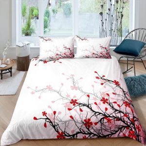 Parure De Lit X Enfant Prune &iquest;&iquest; La Japonaise Housse De Couette X Avec Fermeture &iquest;&iquest;Clair - Sets De Housse Couette En Microfibre, Avec Taie D'or - Neuf