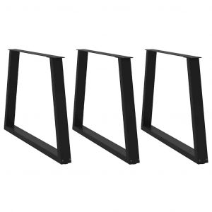 Pieds De Table À Manger Forme De V 3 Pcs Noir 90x(72-73,3) Cm - Neuf