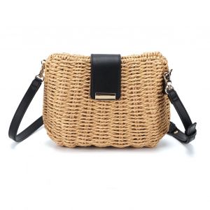 Sac tisse a la main, sac en paille portable, classique, tendance, ideal pour les loisirs, l'ete, la plage, le shopping, les fetes et les voyages - Neuf