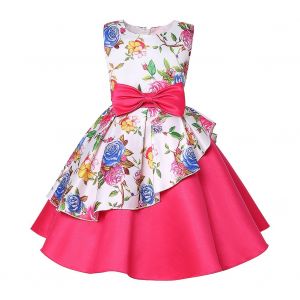 Robe de princesse fleurie sans manches pour fille (rose rouge, taille 5) - Neuf