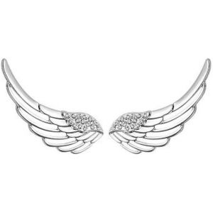 Kal-Boucles D'oreilles Grimpantes En Argent Sterling S295 Avec Ailes D'ange Cz Pour Femmes Et Filles, Or Blanc, Zircone Cubique - Neuf