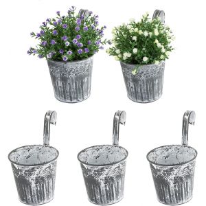 Ensemble De 5 Vintage Métal Suspendus Des Pots De Fleurs Pour Barrière De Balcon, De Jardin Décoration De La Maison - Neuf