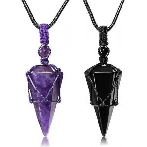 Guérison Cristal Pierre Collier Pierre Naturelle Point À Facettes Collier Bijoux Pour Hommes Et Femmes - Neuf
