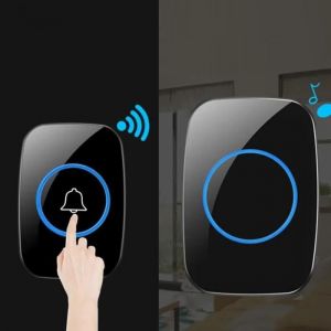 Sonnette sans fil ext&eacute;rieur &eacute;tanche - Port&eacute;e 100 m - 1 emetteur, 1 r&eacute;cepteur - Noir - Neuf