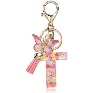 Kal-Cadeau Femme Porte-Clés, Couleur Rose A-Z 26 Lettre Initiale Pendentif Porte-Clés-Cadeaux S?urs Amitié Collègue Marraine Idées Cadeaux Meilleur Ami Anniversairecadeau S?urs Amitié Idées - Neuf