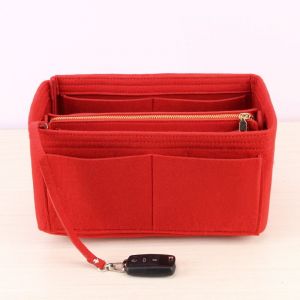 Organiseur De Sac À Main En Feutre, Sac De Rangement Intérieur Pour Femme Avec Fermeture Éclair (Rouge)-Générique - Neuf