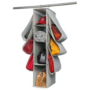 Hjlian Organiseur De Sac A Main Suspendu, Armoire, Placard, Etagere Anti-Poussiere, Sac Avec 10 Compartiments - Neuf
