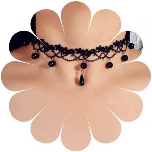 Kal-Collier Ras Du Cou En Dentelle Noire Collier Ras Du Cou En Cristal Noir Forme De Larme Collier Gothique Dentelle Creuse Des Ann&eacute;es 90 Collier Tatouage Victorien Bijoux Pour Femmes Et Filles - Neuf
