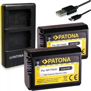 Chargeur Double avec 2X Batterie NP-FW50 Compatible avec Sony NEX-C3 NEX-F3 NEX-3 NEX-5 NEX-6 NEX-7 DSC-RX10 Mark II III IV Alpha 7 A7 A7S A7R A7II A5000 A6000 A6300 A6400 A6500 - Neuf