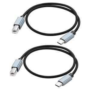 Eryi-Câble D'imprimante Usb C Vers Usb B Câble D'extension Type B Vers Type C 2.0 Câble D'interface Midi Haute Vitesse Usb 2.0 Type B Mâle Pour Imprimante,Scanner,Télécopieur 0.5m/1.65ft - Neuf