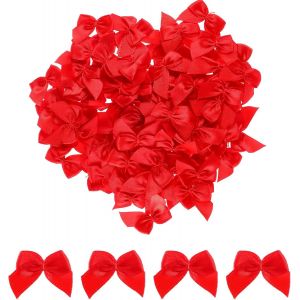 Kal-Lot De 100 Petits N?Uds En Ruban De Satin Rouge Pré-Noués Pour Travaux Manuels, Couture, Scrapbooking, Cadeau De Mariage, Noël, Décoration De Fête D'anniversaire (Rouge) - Neuf