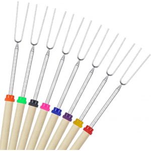 Bbq Marshmallow Brochette De 8 T&eacute;lescopage Rotation Extensible Smores Brochettes & Hot Dog Fourchette 32 Cm Enfants Au Camping Feu Feu Accessoires, 8-Piece - Neuf