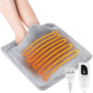 Chauffe-Pieds Electrique, Chauffe Pieds, Lavable Couverture chauffante pour pieds, Extinction Automatique, pour les Pieds,le Dos et Tout le Corps, pour Le Bureau la Maison(Gris clair) - Neuf