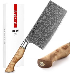 Mevronisshop-Damas Couperets-Forg&eacute; Acier Damas Boucher Couteau &Agrave; Hachoir-Couteau De Chef Chinois Professionnel-Manche En Bois De Sycomore Figur&eacute; - Neuf