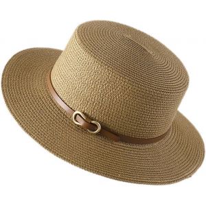 Asas-Chapeau Paille Panama Vintage 1920 Canotier Baron En Paille Femme Capeline Respirant Casquette Large Bord 56-58cm Pour Mariage Plage - Neuf