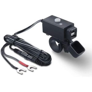 Chargeur De Téléphone Usb Pour Moto 5V 2.1A, Anneau À Deux Sorties Usb Avec Interrupteur Étanche À Fusible Fonctionne Avec Les Motos, Camions, Bateaux 12/24V[CAR786358] - Neuf