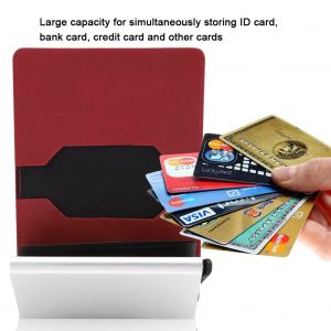 HJLIAN Pochette tendance pour carte d'identite, porte-cartes bloquant les RFID, portefeuille en cuir pour hommes, cadeaux, rouge - Neuf