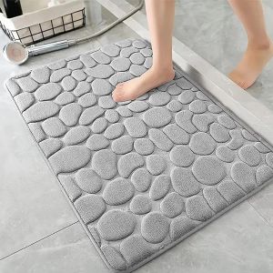 Kal-Tapis De Bain En Mousse À Mémoire De Forme, Tapis De Bain Absorbant, Tapis De Salle De Bain Doux Lavable En Machine, Pour Douche, Salle De Bain, Paillasson, Chambre, 40 X 60 Cm, Gris Clair - Neuf