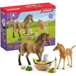 Sansh-Schleich 42432 Horse Club Assortiment Figurine Cheval Avec Poulain Et Chiot - Animaux De La Ferme Et Accessoires - Coffret Pour Garçons Et Filles - Cadeau Pour Enfants De 5 Ans Et + - Neuf
