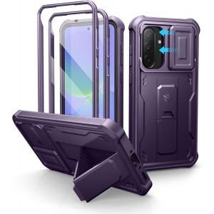 Pour Coque Samsung Galaxy A36[Double Cadre Avant Et Support] Avec Cam&eacute;ra Coulissante Int&eacute;gr&eacute;e & Protecteur D'&eacute;cran,Coque De Protection Robuste R&eacute;sistante Aux Chocs-Fant&ocirc;me Violet - Neuf