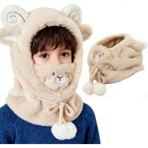 Jexnovashop-Cagoule D'hiver Polaire Thermique Pour Enfants 3-8 Ans,Multifonction R&eacute;glable Coupe-Vent Animal Bonnet Masque De Ski Avec 3d Oreilles,Casquette Cache-Cou Tour De Cou Pour Gar&ccedil;ons Filles - Neuf
