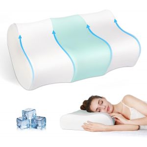 Kalanka-Oreiller Rafra&icirc;chissant En Mousse &Agrave; M&eacute;moire De Forme, Oreiller Orthop&eacute;dique Ergonomique Pour Soutien Du Cou, Oreiller Cervical Pour Dormeur Sur Le C&ocirc;t&eacute;/Dos/Ventre,Blanc - Neuf