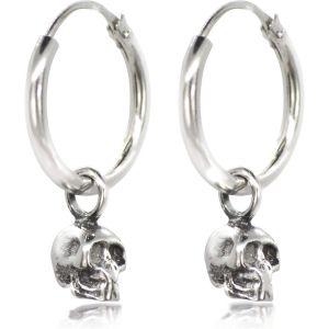Cmjaagur-Boucles D'oreilles Créoles Avec Breloque Tête De Mort En Argent Sterling 925 Sans Nickel[M2777] - Neuf