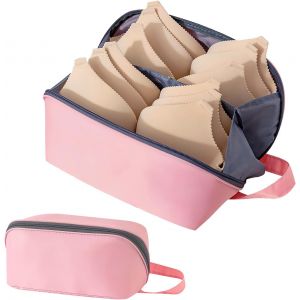 Sac De Rangement Portable Pour Sous-V&ecirc;tements, Pochette Multifonction De Voyage, Bo&icirc;te Divis&eacute;e Et Organis&eacute;e Pour Soutien-Gorge, Chaussettes, Culotte (Rose) - Neuf