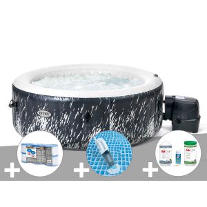 Kit spa gonflable Intex PureSpa Galaxie rond Bulles avec LED 4 places + 6 filtres + Aspirateur + Kit de traitement brome - Neuf