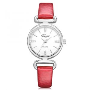 Duoya Femmes Casual Affaires Cadran Rond Analogique Pu Montre-Bracelet Cadeau Robe Montre &Agrave; Quartz (Rouge) - Neuf