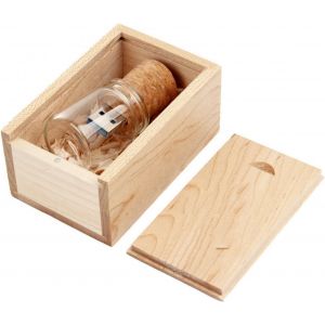 KALANKA-Flottant Bouteille USB3.0 Clé USB Flash Drive Clé USB Transparent avec boîte en Bois Cadeaux d'affaires pour Les Ordinateurs, Car Audio, etc. (16G) - Neuf