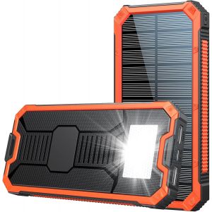 CMWX-Chargeur Solaire 20000mAh,Batterie Externe Solaire,avec 2 Ports USB Solar Power Bank Imperm&eacute;able Compatible avec T&eacute;l&eacute;phone Tablette,avec Lampe de Poche,Mousqueton, - Neuf