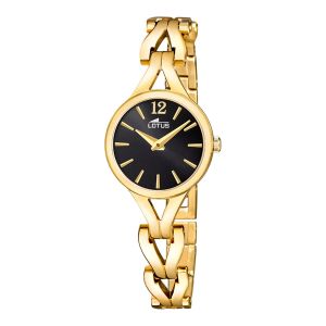 Montre Femme Lotus Old Money Acier Dor&eacute; Cadran Noir - Neuf
