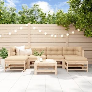 Prolenta Premium - Salon De Jardin 7 Pcs Avec Coussins Bois Massif - Neuf