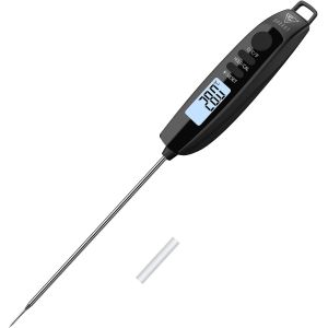 Kal-Thermomètre Cuisson, Thermomètre Cuisine Avec 3s Lecture Instantané Écran Lcd Rétro Éclairage, Termometre Cuison Avec Étalonnage Et Sonde Longue, Pour Turquie Griler Huile Fumeur Bien Frit - Neuf