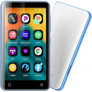 CHECARZHN--NO1-80Go Lecteur Mp3 Avec Bluetooth Et Wifi, Lecteur De Musique Mp3 Et Mp4 Ave Spotify,Spotify Kids, Tidal, Deezer, Lecteur Vidéo À Écran Tactile 4 Pouces 1080P¿Blanc+Bleu¿ - Neuf