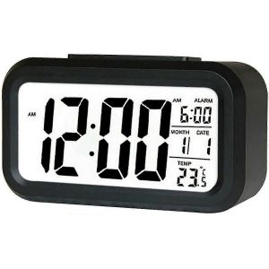 Led Réveil Numérique Rétroéclairage Snooze Muet Calendrier Ordinateur de bureau Horloges de table Bcaklight Horloge de bureau (noir) - Neuf
