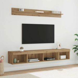 Ensemble de meuble TV mural 5 pcs Ch&ecirc;ne artisanal Bois d'ing&eacute;nierie - Neuf