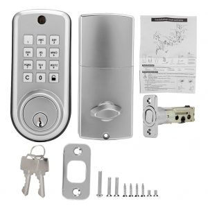 Serrure de porte electronique antivol a clavier intelligent avec languette de verrouillage reglable de 2,36 a 2,76 pouces et 2 cles (argent) - Neuf