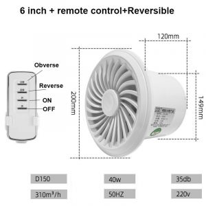Ventilateur de conduit à vitesse réglable,flux d'air de fenêtre de cuisine,aérateur de livres d'air,extracteur de tuyau de grenier - Type 6 inch Reversible #A - Neuf