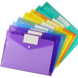 Eryi-Lot De 20 Pochette Document, Chemise Plastique Porte-Documents, Pochette À Bouton Pression, Pochette Avec Bouton Pression, Pochette A4 À Bouton Pression, A4 Pochette Dossier Sachets, 5 Couleurs - Neuf