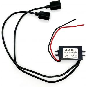 JZK Voiture Convertisseur de Puissance DC 12V à 5V/3A Tension Convertisseur avec Deux connecteurs d'adaptateur USB pour Le téléphone Charge Voiture Radio Audio etc - Neuf