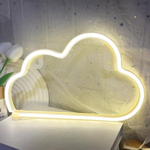 Néon Led Nuage, Lampe Neon Signe Décoration Murale Alimenté Par Usb Ou Pile, Enseigne Lumineuse Neon Deco Pour Chambre À Coucher, Salon, Gaming, Bar, Noël, Fêtes (Blanc Chaud) - Neuf