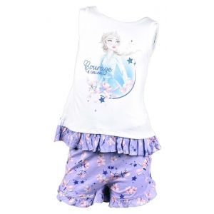 Pyjama Fille Licence : Minnie, Looney Tunes, Minions, Peppa Pig En Coton Ultra Confort Reine Des Neiges Et2085 Blanc - Neuf