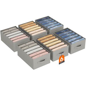 Lbgwp60-Lotde 6 Organisateurs De Tiroirs, Pliables, À 6 Compartiments, Séparateurs De Tiroirs, Pour Commode, Système De Rangement Pour Vêtements, Pantalons, Pulls, 42 X 27 X 17 Cm, Gris - Neuf
