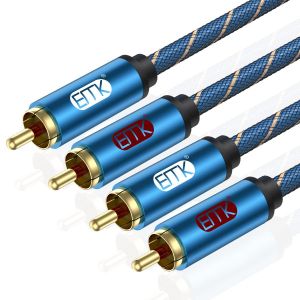 RCA Cable,2RCA (L&R) Phono Cable 2 x RCA to 2 x RCA Phono Male to Male Cables Cinch Audio Stereo Aluminum Braided for DVD Player,TV,Speaker,Game Consoles,Soundbar (1m) - Neuf